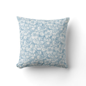 Blue watercolor flower blooms throw pillow