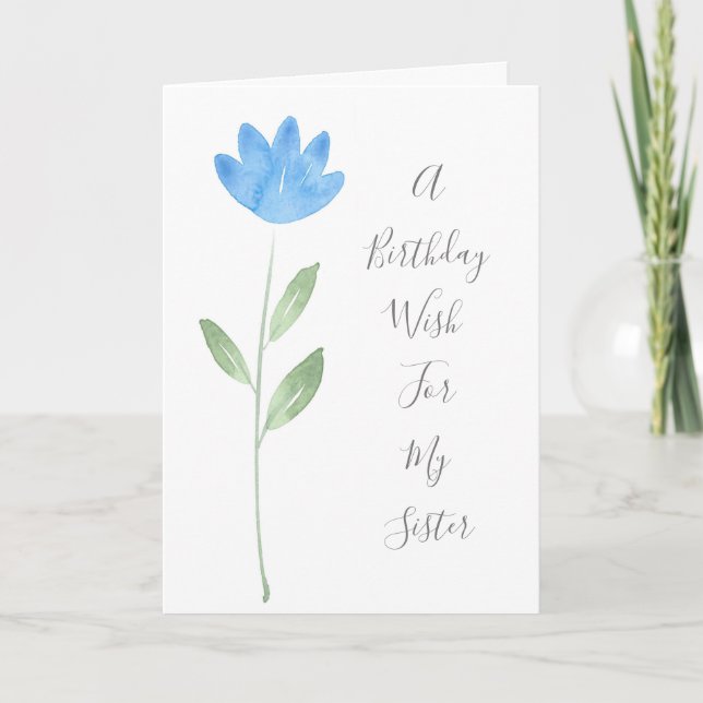  Blue Watercolor Flower Card (Front)