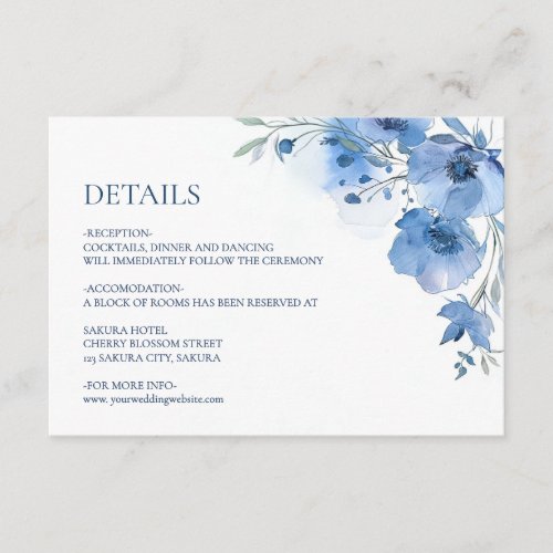 Blue Watercolor Flower Details