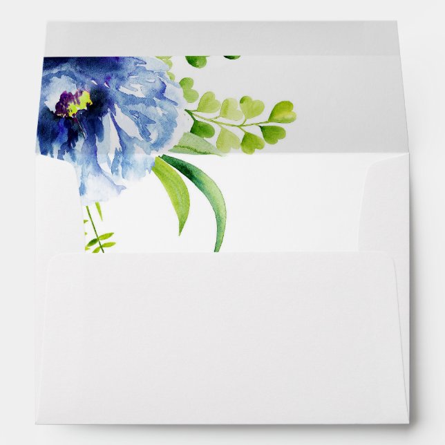 Blue Watercolor Flower Envelope (Back (Bottom))