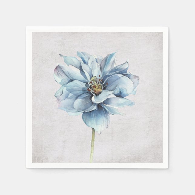 Blue Watercolor Flower Napkins (Front)