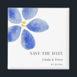 Blue Watercolor Flower Save The Date Wedding Magnet<br><div class="desc">Surprise your future wedding guests with this elegant and modern save the date wedding magnet. This is a very creative way to announce your engagement. Illustrated and designed by Patricia Alvarez.</div>