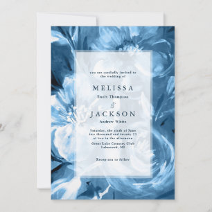 Blue Watercolor flower Wedding Design Invitation