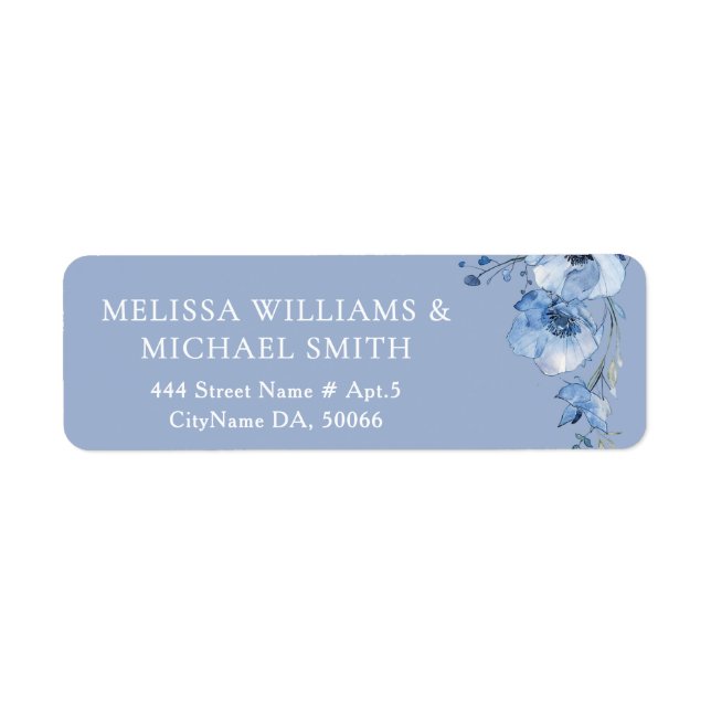Blue Watercolor Flower |  Wedding Label (Front)