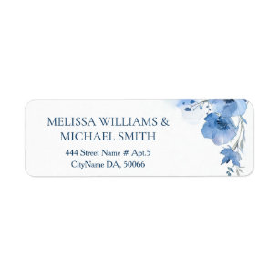 Blue Watercolor Flower    Wedding Label