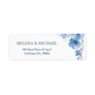 Blue Watercolor Flower    Wedding Label
