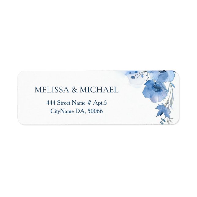 Blue Watercolor Flower |  Wedding Label (Front)