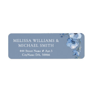 Blue Watercolor Flower    Wedding Label
