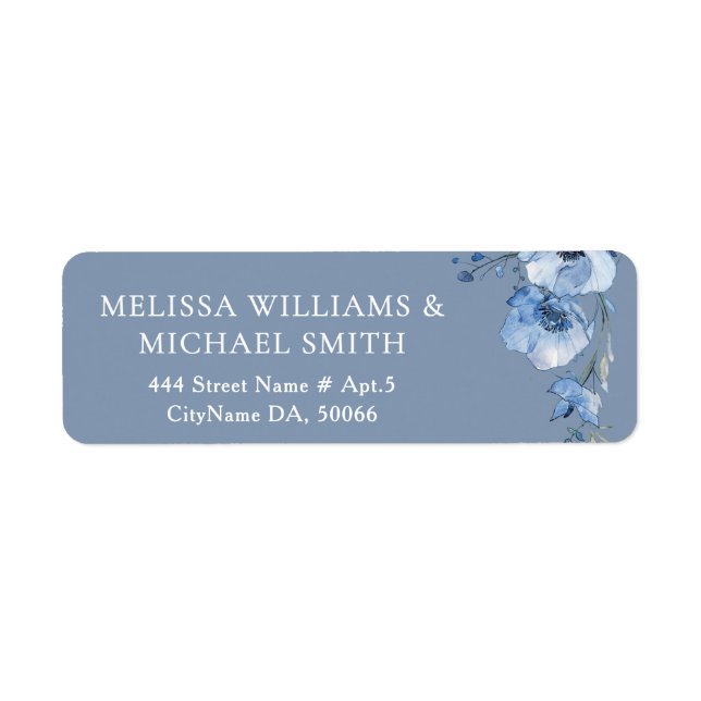 Blue Watercolor Flower |  Wedding Label (Front)