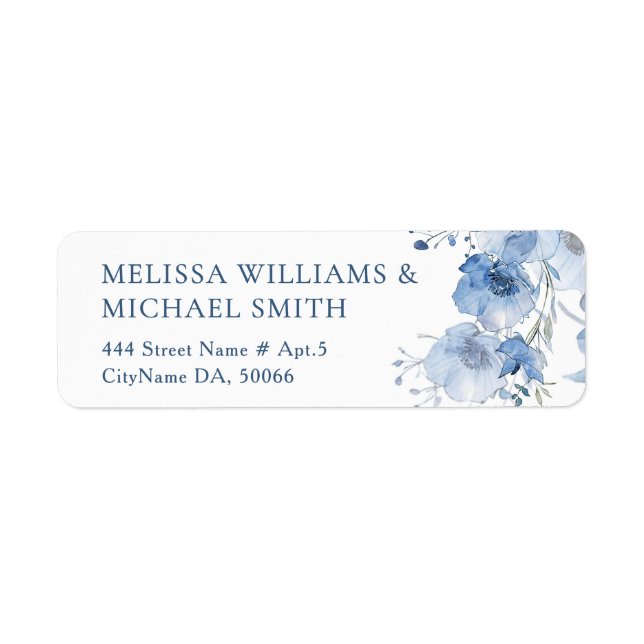 Blue Watercolor Flower |  Wedding Label (Front)