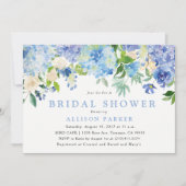 Blue Watercolor Flowers Bridal Shower Invitation (Front)