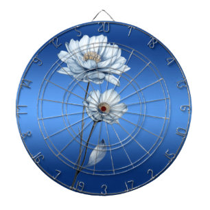 Blue Watercolor Flowers Dartboard