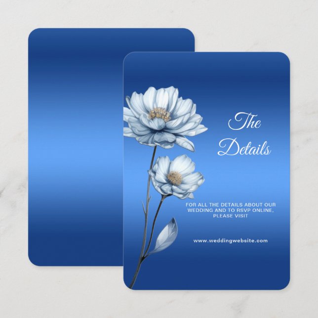 Blue Watercolor Flowers Detail Enclosure Card (Front/Back)