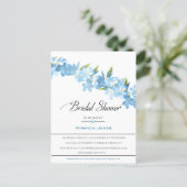 Blue Watercolor Flowers Elegant Bridal Shower Invitation Postcard (Standing Front)