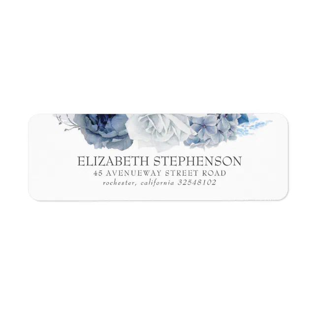Flower Label Blue Blue Watercolor Flowers Elegant Label | Zazzle