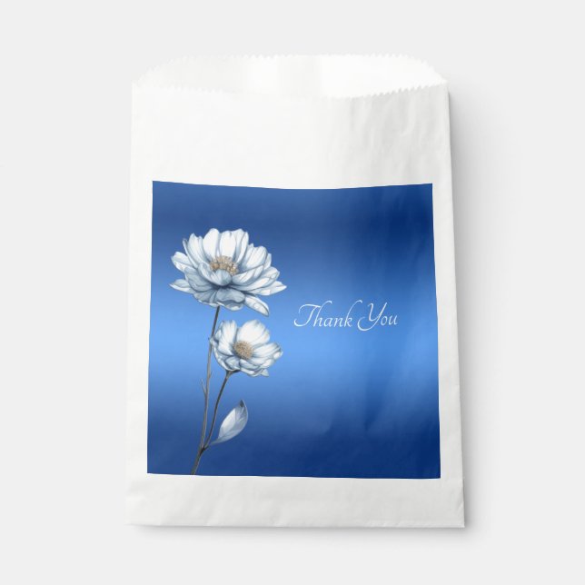 Blue Watercolor Flowers Favor Bag (Front)