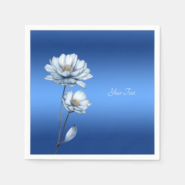 Blue Watercolor Flowers Napkins (Front)