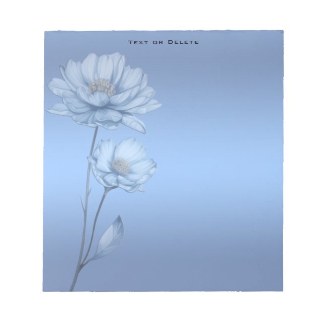 Blue Watercolor Flowers Notepad (Front)