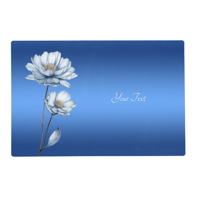 Blue Watercolor Flowers Paper Placemat (Front)
