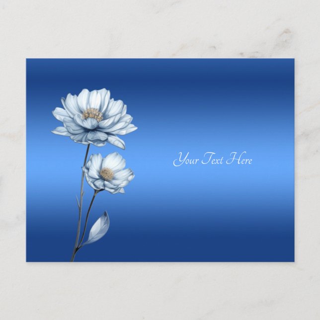 Blue Watercolor Flowers Postcard (Front)