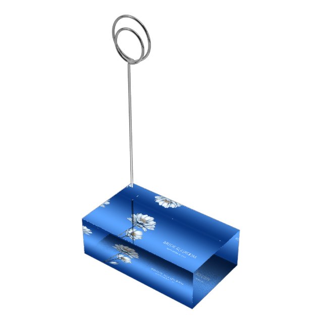 Blue Watercolor Flowers Table Card Holder (Corner)