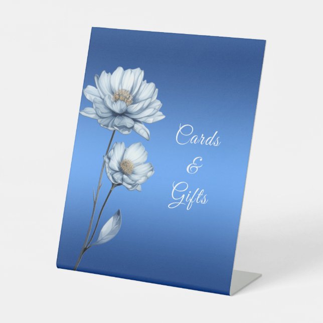 Blue Watercolor Flowers Tabletop Signs (Front)