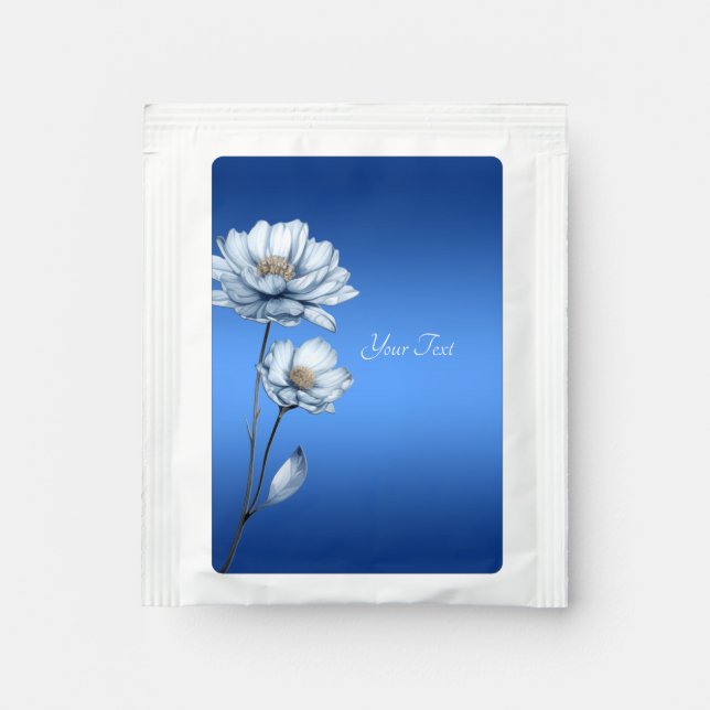Blue Watercolor Flowers Tea Bag Drink Mix (Front)