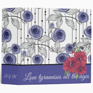 Blue, watercolor flowers, watercolor flowers 3 ring binder
