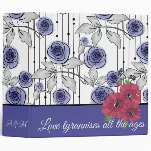 Blue watercolor flowers watercolor flowers 3 ring binder