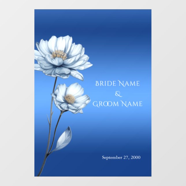 Blue Watercolor Flowers Wedding Floor Decal (Front)