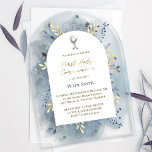 blue watercolor foliage First Holy Communion  Acrylic Invitations<br><div class="desc">First Communion clear invitation</div>
