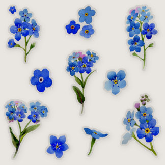 Blue Watercolor Forget-me-not Flowers Vinyl Sticker