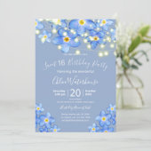 Blue Watercolor Forget Me Nots Sweet 16 Birthday Invitation (Standing Front)