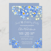 Blue Watercolor Forget Me Nots Sweet 16 Birthday Invitation (Front/Back)