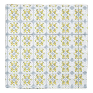 Blue Watercolor French Country Lemon Duvet Cover
