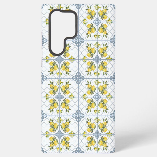Blue Watercolor French Country Lemon Samsung Galaxy Case (Back)