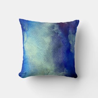 Blue Watercolor Fushion Throw Cushion
