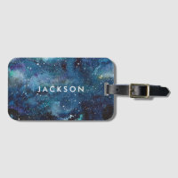 Blue Watercolor Galaxy Space Stars Name