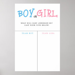 Blue Watercolor Gender Reveal Voting Sign