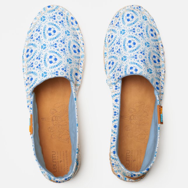Blue Watercolor Geometric Espadrilles (Front)