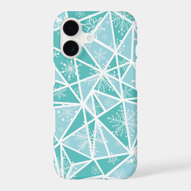 Blue Watercolor Geometric Snowflakes Pattern Iphone Case (Back)