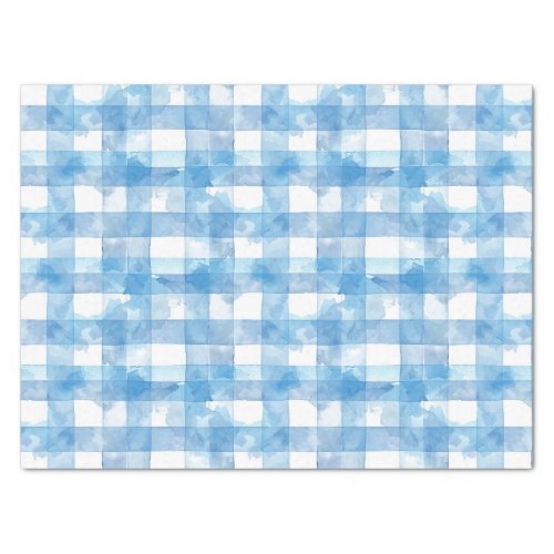 Blue Watercolor Gingham Tissue Paper