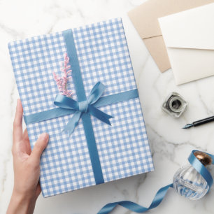 Blue Watercolor Gingham Wrapping Paper