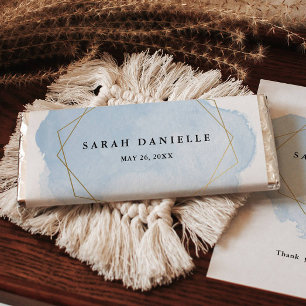 Blue Watercolor Gold Frame Candy Bar Wrapper