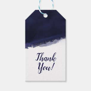 Blue Watercolor Gold Modern Chic Elegant Favor Gift Tags