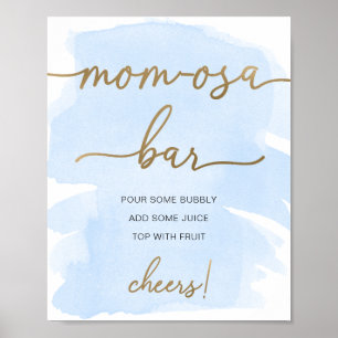 Blue Watercolor Gold Mom-osa Bar Sign