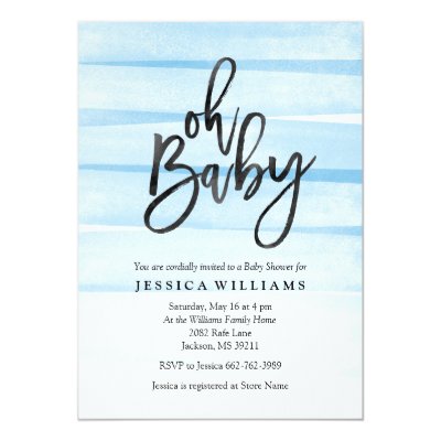 oh baby blue stripes baby shower invite | zazzle oh baby blue stripes baby shower invite | zazzle, Baby shower invitations