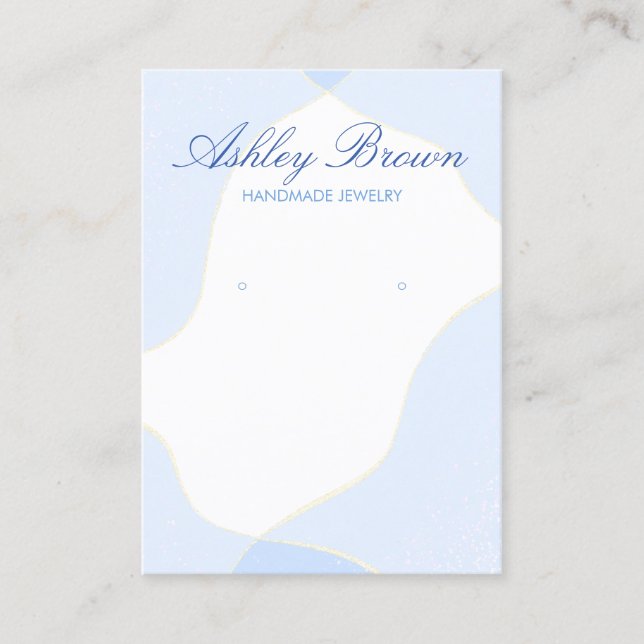 Blue Watercolor Handmade Earring Jewelry Display Business Card (Front)