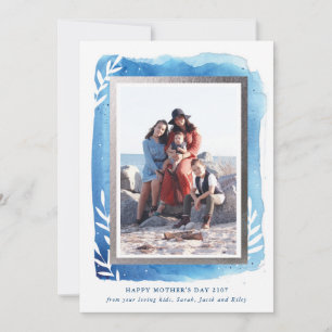Blue Watercolor Happy Mother's Day Card