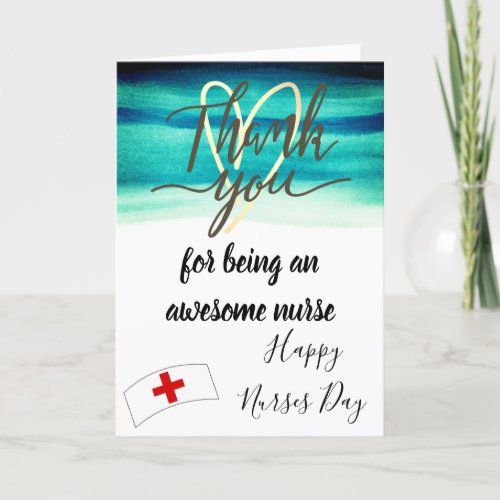 Blue Watercolor Happy Nurses Day  Card
